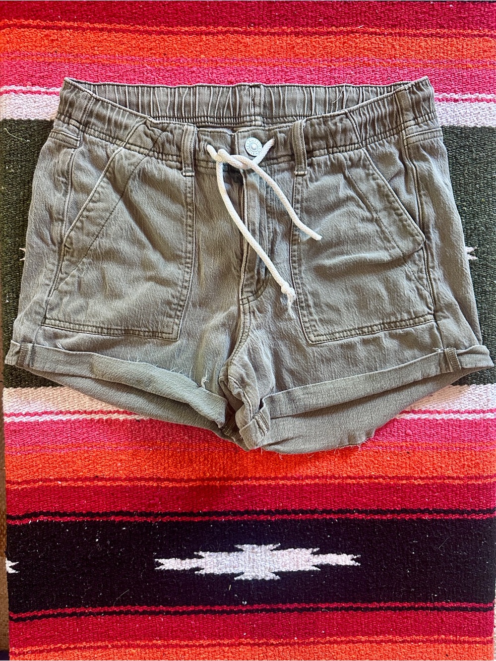 American Eagle Women's Olive Drawstring Utility Shorts